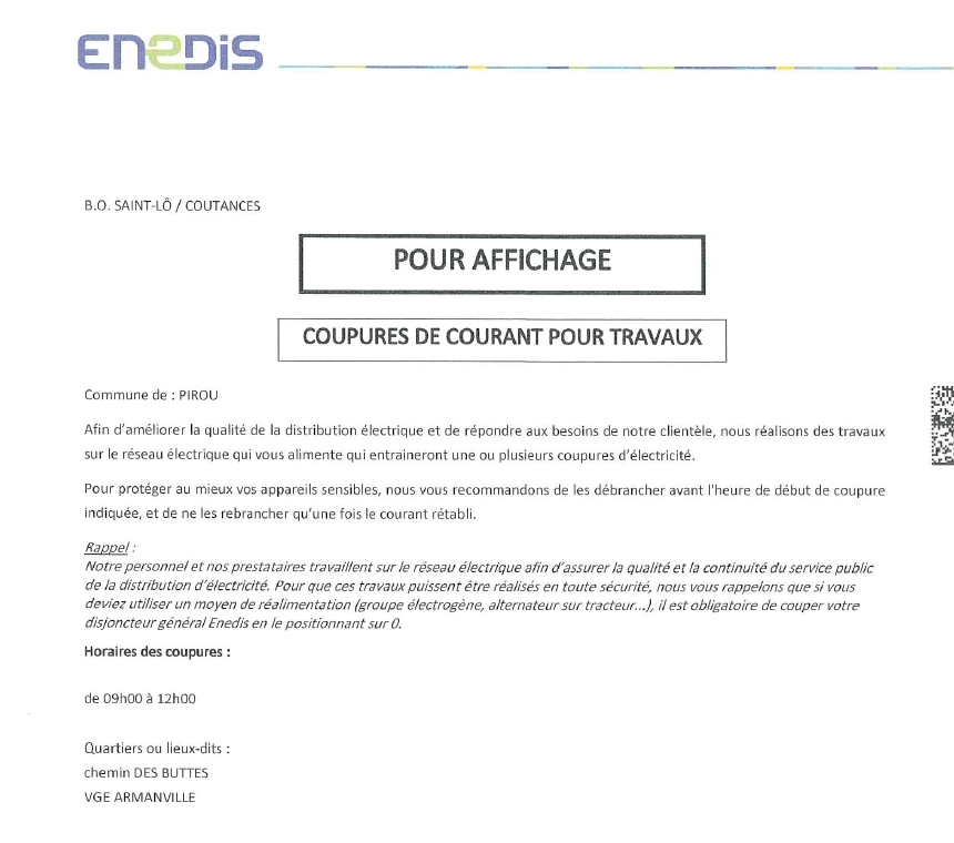 Coupures de courant le 3 mars 